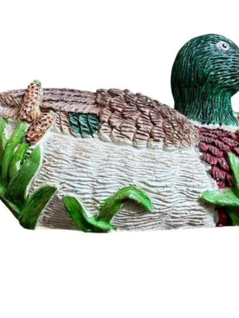🦆VTG 90s Russ Reel Life Mallard Duck Decorative Statue Office Paperweight Decor